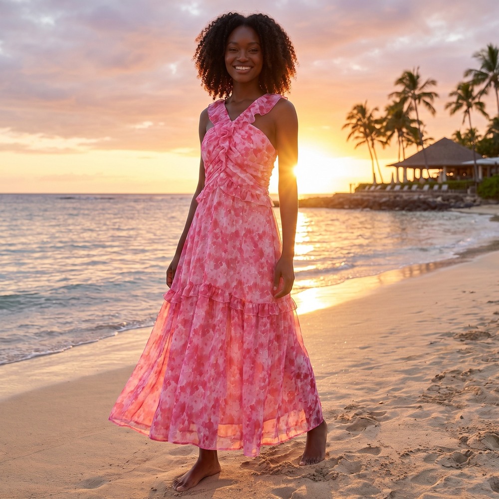 Grace Karin Floral Ruffle Maxi Dress Women S Pink Cottagecore Romantic